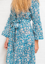 Load image into Gallery viewer, Organic Cotton Kimono Robe ~ Ocean Blue