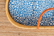 Load image into Gallery viewer, Organic Fitted Bassinet Sheet/ Changing Pad Cover Wild Rosettes ~ Faded Denim