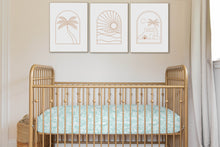 Load image into Gallery viewer, Organic Jersey Cotton Fitted Cot Sheet ~ Lucky Washi Sea Foam Green
