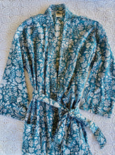 Load image into Gallery viewer, Organic Cotton Kimono Robe ~ Ocean Blue
